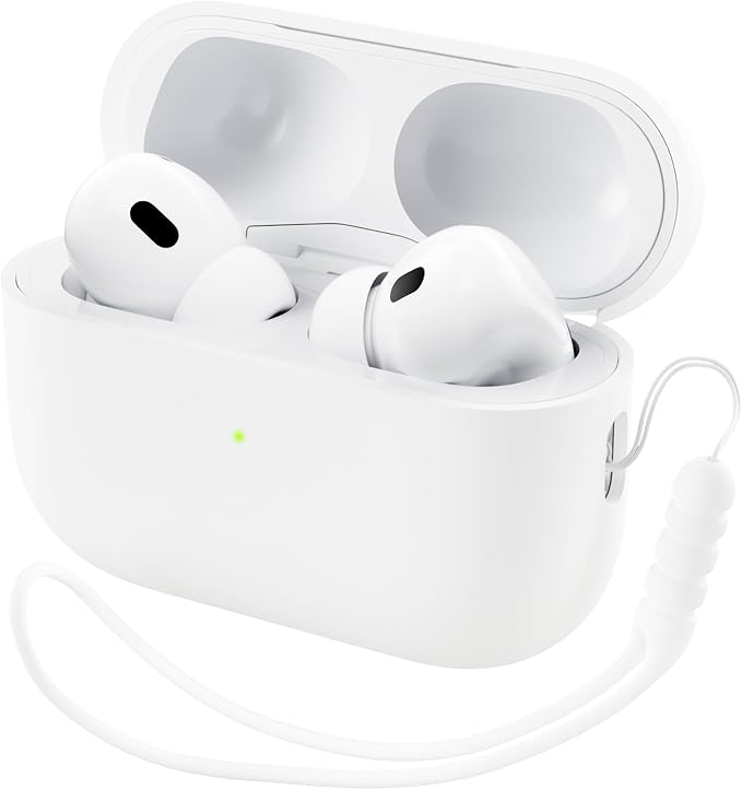 ORNARTO Compatible with AirPods Pro 2 Case 2022, Full Protective Hybrid Silicone for AirPods Pro 2nd Generation Case, Front LED Visible Skin Cover-White