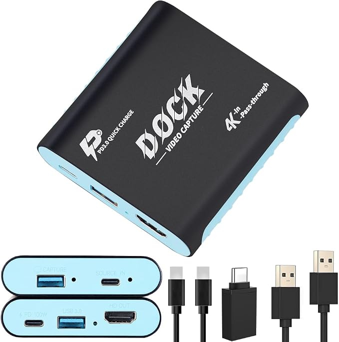 2-in-1 Switch 2 Dock & Capture Card with USB-C Video Input for Streaming