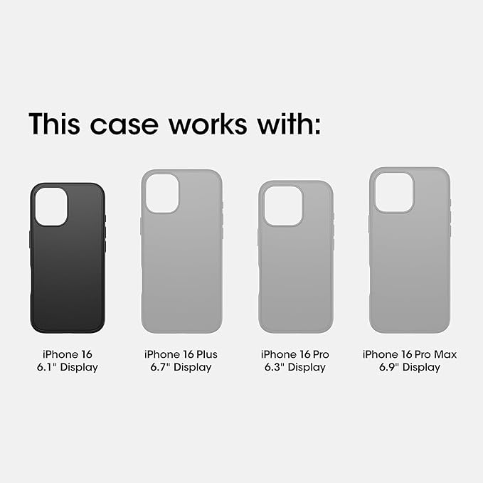 OtterBox iPhone 16 (Only) - Bundle: Symmetry+ Clear Series Case - Stardust Night (Silverflake/Trans Black) - Premium Glass Screen Protector - Snaps to MagSafe - Raised Edges Protect Camera & Screen