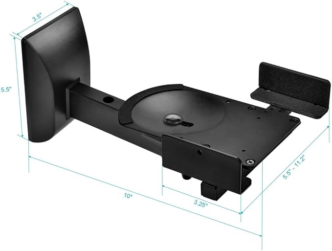 Monoprice Universal Bookshelf Speaker Wall Mount Brackets, Swivel, Tilt, Dual Side Clamping, Large Bookshelf/Surround Sound Speakers up to 55 lbs., Pair