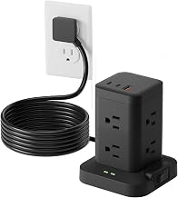 Power Strip Tower with Surge Protector 1800J, Fast Charging Tower PD20W USB-C Ports with 8 AC Outlets, Extension Cord for Home Office Dorm Room, Black, 5FT - Image 1