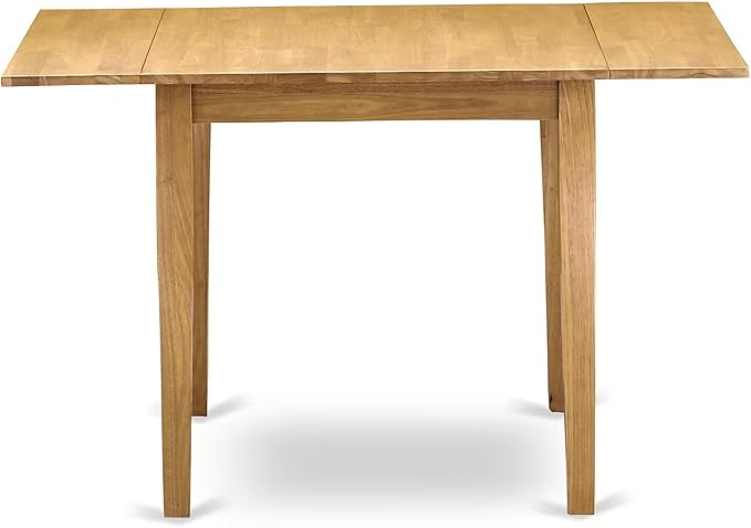 East West Furniture 1NDAB5-OAK-04 5 Piece Dining Set Includes a Rectangle Dining Room Table with Dropleaf and 4 Light Tan Linen Fabric Upholstered Parson Chairs, 30x48 Inch, Oak