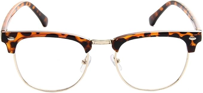 Shiratori New Vintage Fashion Half Frame Semi-Rimless Clear Lens Glasses