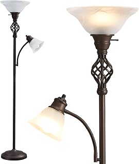 GyroVu Torchiere Floor Lamp for Living Room, LED Standing Reading Light - Image 1