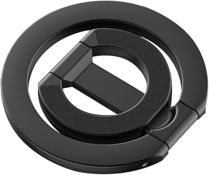 Magnetic Ring Holder for MagSafe Dual-Side Magnetic, Removable Gym Phone Grip with Kickstand for iPhone 16/15/14/13/12/ Series Case All Phones Compatible with Car Mount Stand-Black