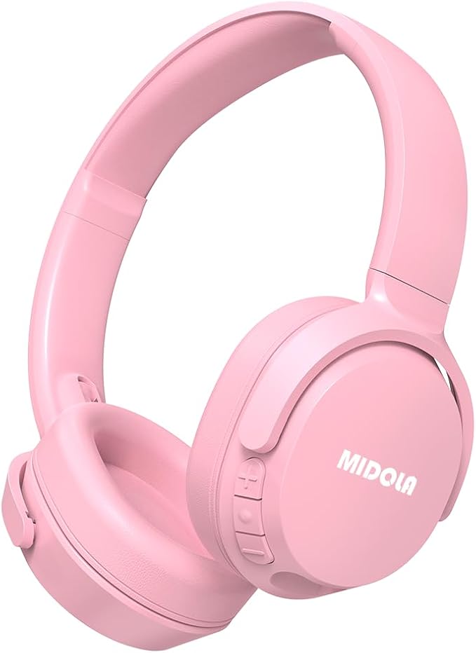 MIDOLA Headphones for Kids Bluetooth 5.4 Wireless 68H Play Time Volume Limit 85/94dB Over-Ear Foldable Headset,with Mic Wired Aux for Toddler Child Boy Girl School Pad Tablet Pink