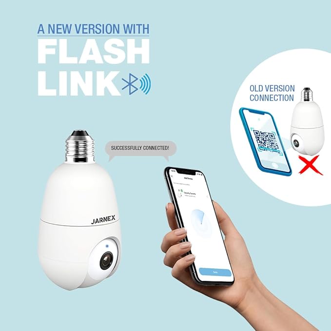 4MP Bulb Home Security Camera - 5G & 2.4GHz WiFi, 360° Wireless Outdoor/Indoor, Color Night Vision, 2-Way Audio, Siren Alarm, Compatible with Google and Alexa