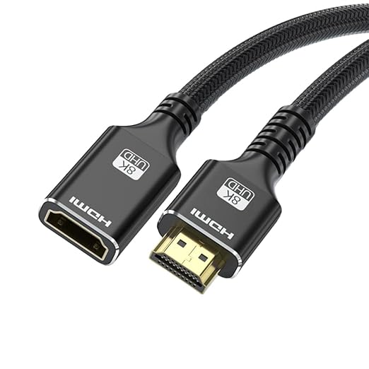 HDMI Extension Cable Male to Female, 4K@120Hz HDMI Extender 1.5FT， Supports 3D, HDR10, Dolby, 48Gbps, eARC, Compatible with TV Stick, PS5, PS4, Xbox, Laptop, PC, Switch, Blu Ray Player, Wii U, HDTV