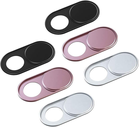 Phone Camera Cover Slide, 0.027In Ultra-Thin Metal Camera Cover, Camera Privacy Covers Accessories for MacBook, iMac, Laptop, PC, iPad, iPhone, Cell Phone, Protect Privacy (Black/Pink/Silver-6 Pack)