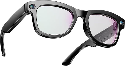 1080P HD AI Smart Camera Glasses, 8MP Camera Bluetooth 5.4 Recording Glasses, Dual Mic ENC Noise Reduction, Blue Light Filtering Lenses, Video Glasses with Men and Women, M01Pro White