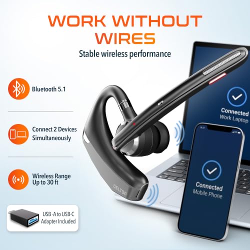Delton 95X Bluetooth Mono Computer Headset with Charging Case