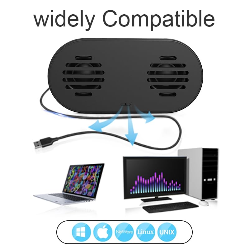 USB Computer Speaker with Built-in Microphone, Mini Soundbar Speaker for Desktop Laptop PC, Plug & Play USB Powered Small Sound Bar,Mini Speaker,360° Surround Sound for Gaming Music Movie