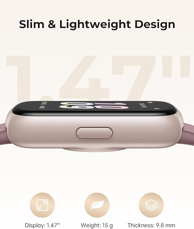 Fitness Tracker with 24/7 Heart Rate Monitor, Sleep Tracker - 3 ATM Waterproof Fitness Watch Calorie Step Counter Smart Watch Includes 3 Sport Bands for Android iOS Women Men, Smoky Violet