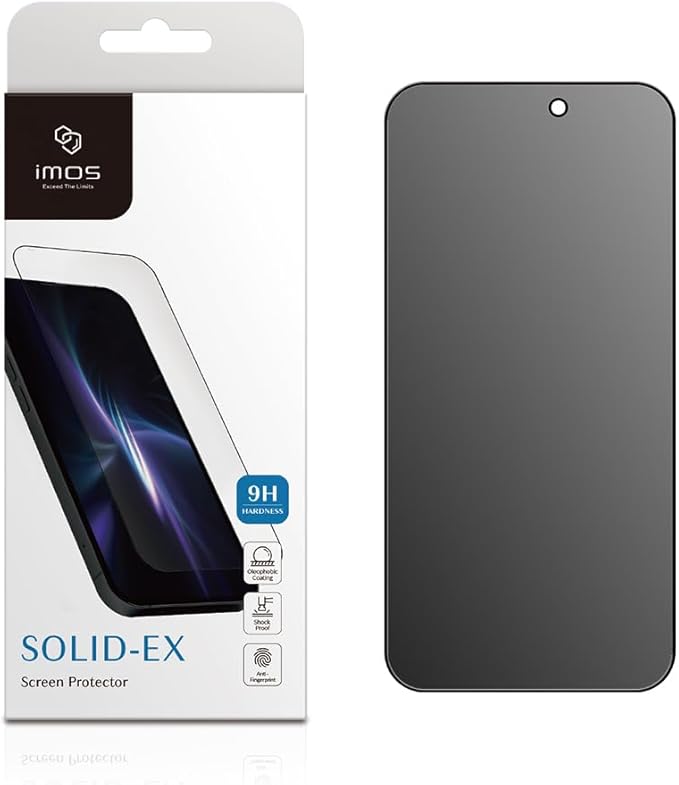 imos Privacy Screen Protector for iPhone 16, 2.5D Extremely Fine Black Edge Tempered Glass, Scratch & Smudge Resistant, Easy Installation
