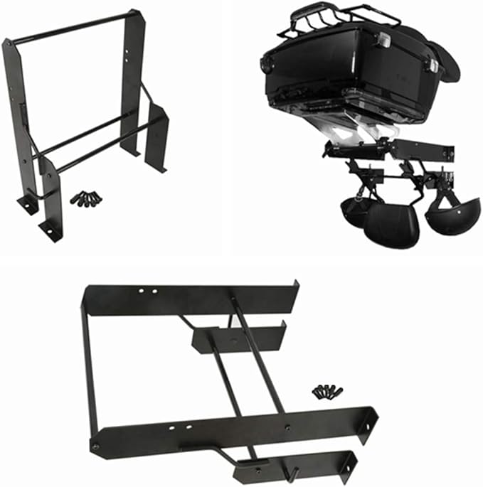 H D Garage Detachables Storage Detach Depot Wall Mounting Luggage Rack for Harley Touring, Road King, Electra Glide, Street Glide Tour Trunk Pack Pak (Luggage Racks-2)