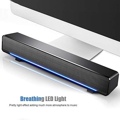 YaizK Mini Portable USB Wired soundbar Music Player Bass Surround Soundbox Speaker with 3.5 mm Audio Plug for Desktop, Laptop, TV, Smartphone, Tablet PC, MP3, MP4 and More(Black)