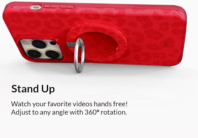 VELVET CAVIAR Compatible with MagSafe Phone Grip - Magnetic Ring Holder with Adjustable Stand - Removable MagSafe Accessories for iPhone 16, 15, 14, 13, 12 (Red Leopard)