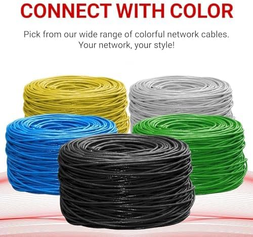Big-A - Bulk Cat6 Cable 1000ft 23AWG Solid 4 Pair, Cat 6 Ethernet Cable Unshielded Twisted Pair (UTP), (CMR) 550MHz Internet Cable, Pull Box - Yellow