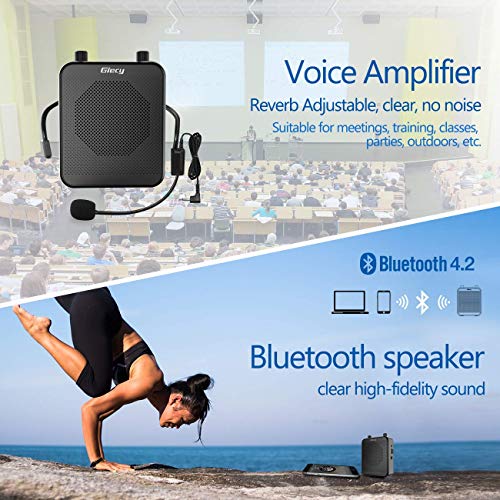 Portable Voice Amplifier, 30W 2800mAh Bluetooth Rechargeable Personal Voice Amplifier with Microphone Headset, Pa Systems Speaker for Multiple Locations Classroom, Meetings and Outdoors