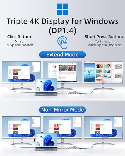 Docking Station Dual Monitor 4K HDMI 13-in-1 USB C H | USB Hubs - Image 4