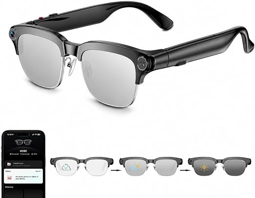 AI Smart Glasses with camera, 8MP HD Camera Glasses,Bluetooth Music & Calls