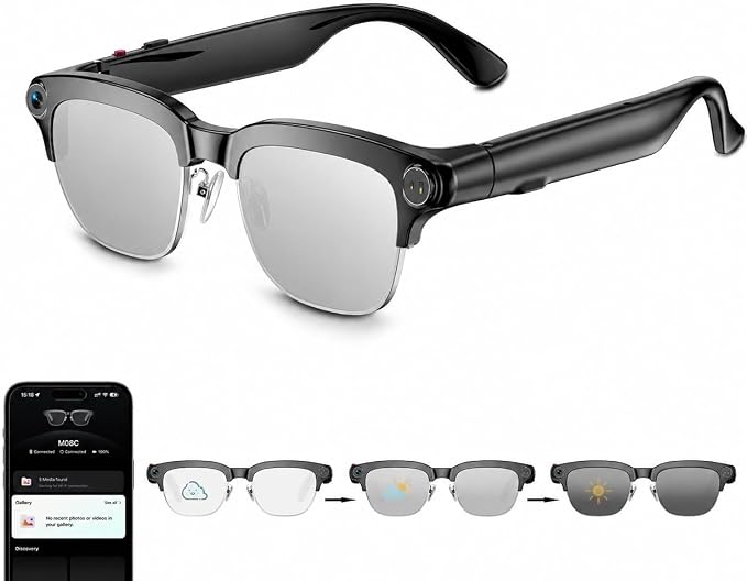 AI Smart Glasses with camera, 8MP HD Camera Glasses,Bluetooth Music & Calls