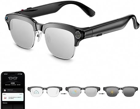AI Smart Glasses with camera, 8MP HD Camera Glasses,Bluetooth Music & Calls