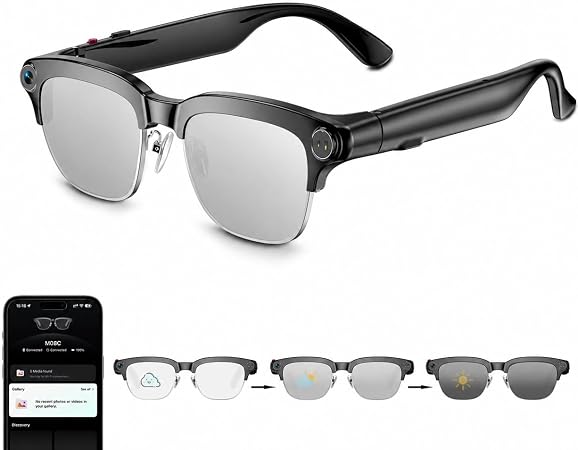 AI Smart Glasses with camera, 8MP HD Camera Glasses,Bluetooth Music & Calls
