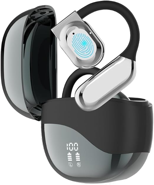 AI Translator Earbuds Real-Time 180 Languages 8 Offline Modes OWS Touchscreen HD Sound iOS Android Compatible Extended Battery Life Suitable for Travel Business Black