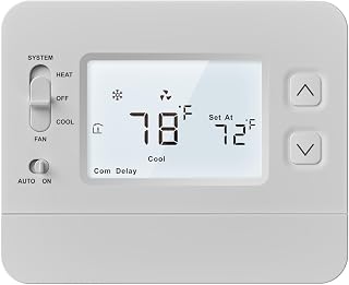 Non-Programmable Thermostat for Home, Battery Powered Wireless, No Wi-Fi No App Required, 1 Heat 1 Cool & Heat Pump, 24V Compatible, ±1°F Precision, Backlit LCD, Easy DIY Install