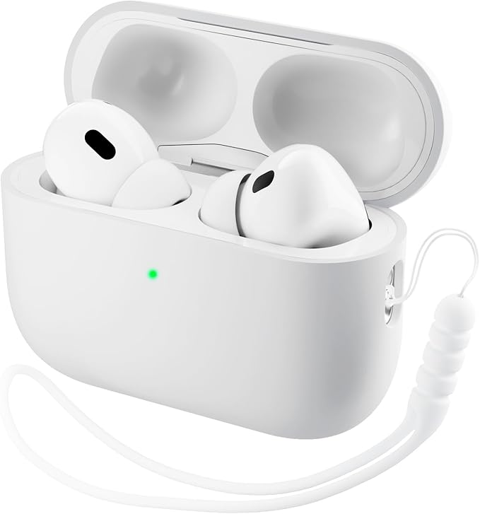 ORNARTO Compatible with AirPods Pro 3 Case 2025, Full Protective Hybrid Silicone for AirPods Pro 3rd Generation Case, Front LED Visible Skin Cover-White