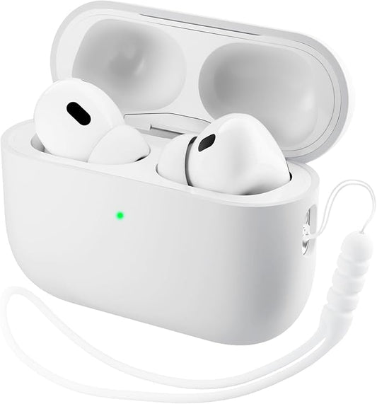 ORNARTO Compatible with AirPods Pro 3 Case 2025, Full Protective Hybrid Silicone for AirPods Pro 3rd Generation Case, Front LED Visible Skin Cover-White