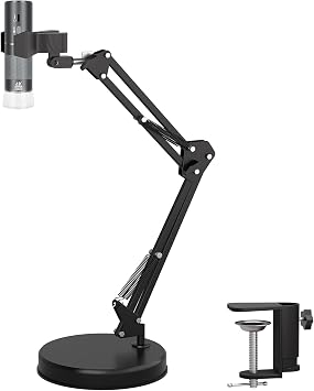 4K WiFi Microscope with Max 21 Inch Height Stand & Table Clamp, 50-1000X USB Digital Microscope 3840x 2160P Camera, Work for iPhone Android Windows Mac Linux Chrome