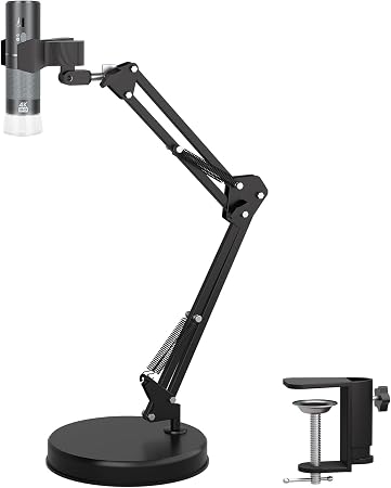 4K WiFi Microscope with Max 21 Inch Height Stand & Table Clamp, 50-1000X USB Digital Microscope 3840x 2160P Camera, Work for iPhone Android Windows Mac Linux Chrome