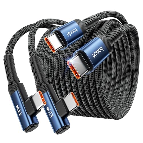 toocki USB C Cable 10ft 2Pack, 100W Right Angle Fast Charging Cord, Blue