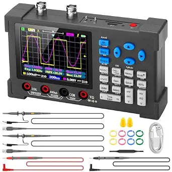 LCD Handheld Digital Oscilloscope Kit - 2 Channel 3.2" TFT Multimeter Oscilloscope Signal Generator Mini Automotive Oscilloscope Bandwidth 120Mhz Digital Oscilloscopes Portable 250MSa/s Sampling Rate