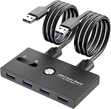 USB Switch, USB 3.0 Switcher 2 Computers Share 4 USB for PC Mouse Keyboard Printer Scanner, USB KVM Switch Selector Compatible with Windows, Mac, Linux - Image 1