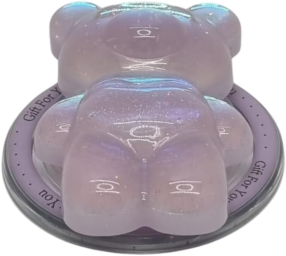 Cute Kawaii 3D Bear Phone Grip Stand, Iridescent Holographic Resin Cell Phone Holder & Kickstand, Compatible with iPhone, Samsung Galaxy, Android (Lilac Opal)