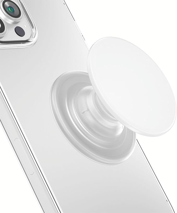 Expandable and Collapsible Phone Grip Stand Holder, Compatible with Kindle, Smartphone Tablet Cell Phone Accessory, Transparent White