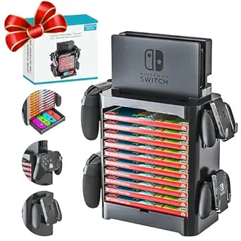 NS Compatible Nintendo Switch Games Holder, Nintendo Switch Stand - Black