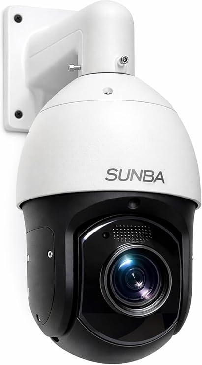 SUNBA High Speed 5MP PoE+ Auto Tracking PTZ IP Camera Outdoor, 72X Zoom Security Dome, Two-Way Audio & Built-in TF Card Slot, Deep AI, Long Range Infrared Night Vision up to 1500ft (P636 V2)