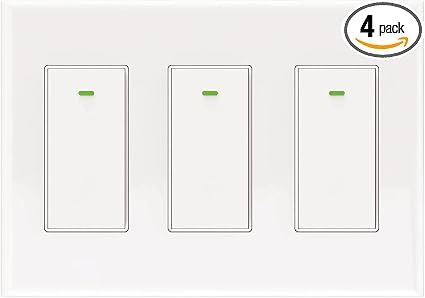 Smart Switch 3 Gang Alexa Smart Switch, 2.4Ghz in-Wall Smart Switch WiFi Light Switch Compatible with Alexa and Google Assistant, Neutral Wire Needed, No hub Required (Smart Switch 3 Gang(Button))