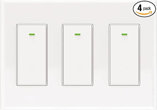 Smart Switch 3 Gang Alexa Smart Switch, 2.4Ghz in-Wall Smart Switch WiFi Light Switch Compatible with Alexa and Google Assistant, Neutral Wire Needed, No hub Required (Smart Switch 3 Gang(Button))