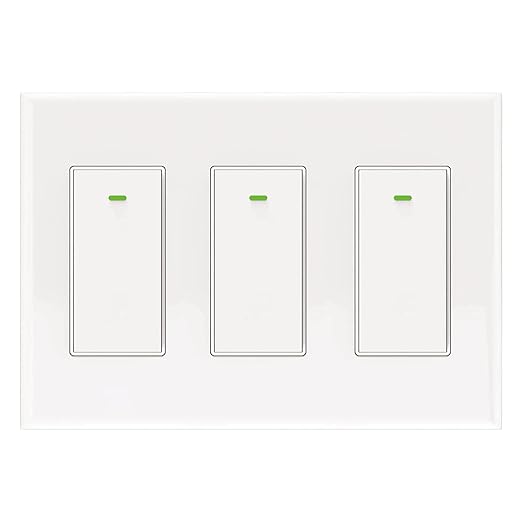 Smart Light Switch Compatible with Alexa and Google Assistant, WiFi Controlled, Schedule and Remote Access, Neutral Wire Required (3 Gang Smart Switch)