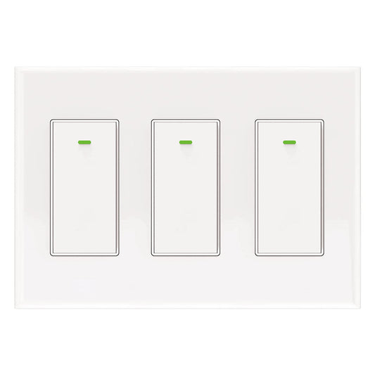 Smart Switch 3 Gang Alexa Smart Switch, 2.4Ghz in-Wall Smart Switch WiFi Light Switch Compatible with Alexa and Google Assistant, Neutral Wire Needed, No hub Required (Smart Switch 3 Gang(Button))