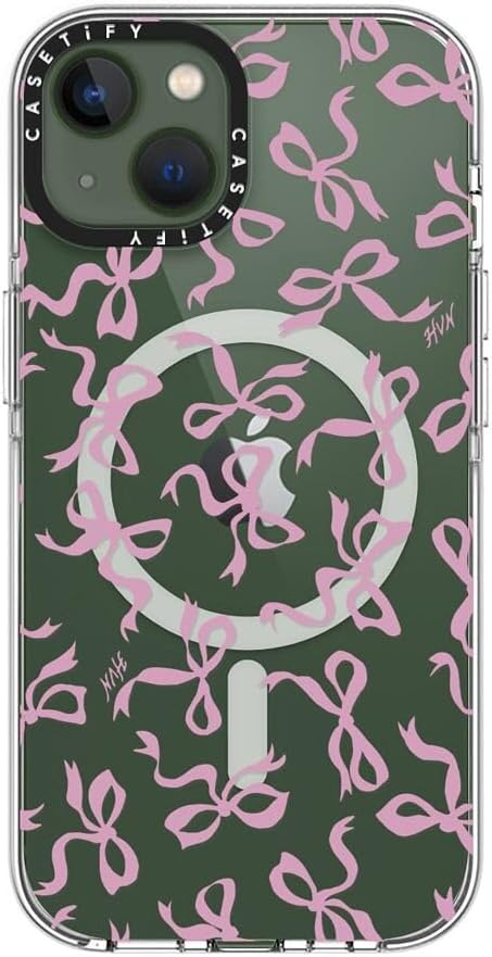 CASETiFY Clear iPhone 13 Case [Not Yellowing / 6.6 ft. 3X Military Grade Drop Protection/Compatible with Magsafe] - Bows - Clear