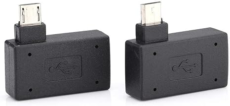 OTG Adapter, 90 Right + Left Angle USB Port Adapter, Micro OTG, 2 Pack Compatible with Firestick 2nd Gen, 3rd Gen and 4K, Android Smartphones, Tablets, Rii, Logitech Keyboards,