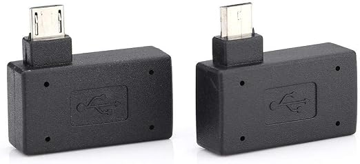 OTG Adapter, 90 Right + Left Angle USB Port Adapter, Micro OTG, 2 Pack Compatible with Firestick 2nd Gen, 3rd Gen and 4K, Android Smartphones, Tablets, Rii, Logitech Keyboards,