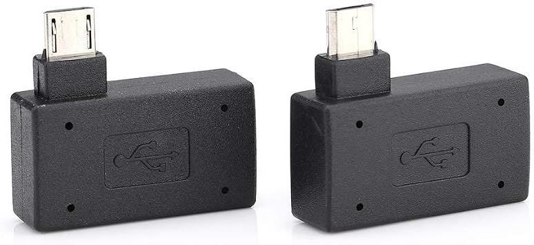 OTG Adapter, 90 Right + Left Angle USB Port Adapter, Micro OTG, 2 Pack Compatible with Firestick 2nd Gen, 3rd Gen and 4K, Android Smartphones, Tablets, Rii, Logitech Keyboards,