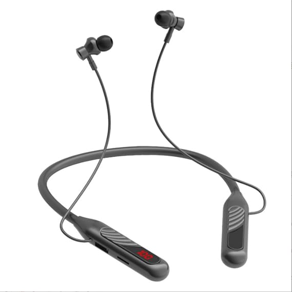 Neckband Headphones Bluetooth 5.3,Wireless Stereo Earbuds with Mic,Noise Cancelling Earpieces 30H Battery Life,IPX Waterproof LED Power Display with TF Card Slot in Ear Headsets for Running Sports